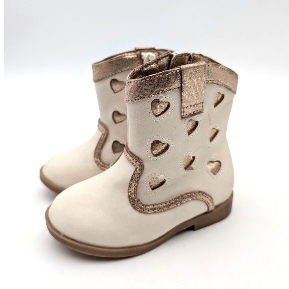 Tucker + Tate Gloria Heart Western Boots Girls Gold Multi Size US5D